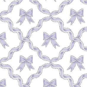 Large Purple and Lavender Purple Bows with Ribbon Diamond Trellis on White (#FFFFFF) Background