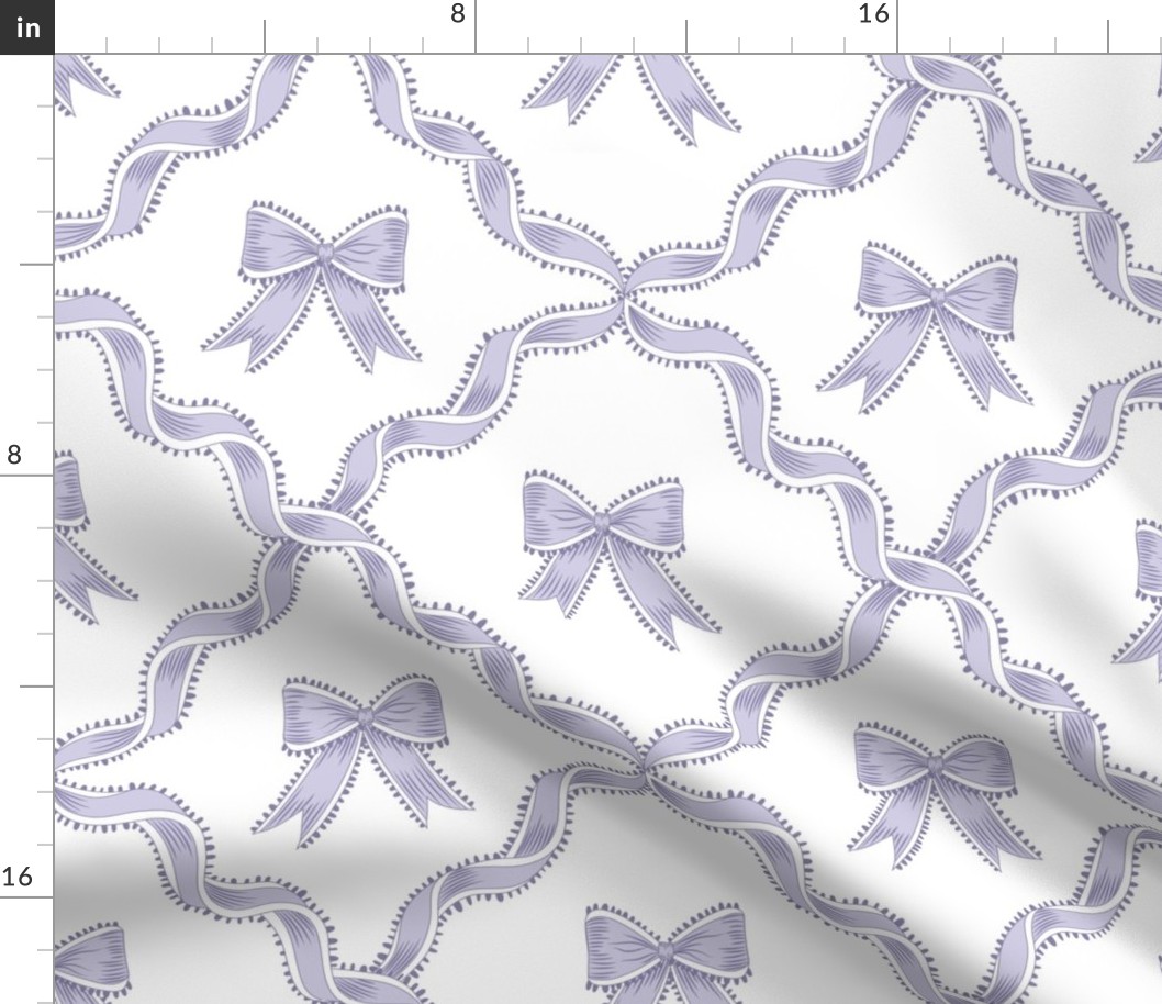 Large Purple and Lavender Purple Bows with Ribbon Diamond Trellis on White (#FFFFFF) Background
