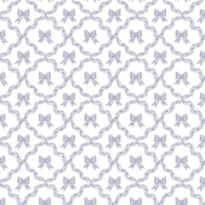 Small Purple and Lavender Purple Bows with Ribbon Diamond Trellis on White (#FFFFFF) Background