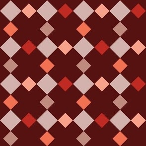C006 -Medium scale soft grey, terracotta brown and maroon purple mosaic geometric shapes for wallpaper, duvet covers, sheet sets, tablecloths and unisex children's apparel, patchwork and quilting
