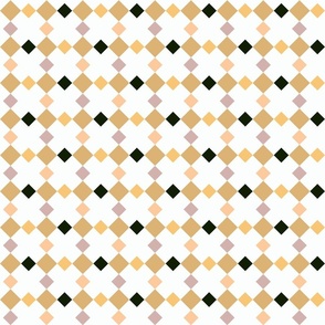 C006 -Medium scale pastel grey, beige, peach and mauve mosaic geometric shapes for wallpaper, duvet covers, sheet sets, tablecloths and unisex children's apparel, patchwork and quilting