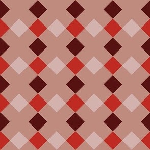 C006 -Medium scale nude blush, orange and maroon brown mosaic geometric shapes for wallpaper, duvet covers, sheet sets, tablecloths and unisex children's apparel, patchwork and quilting