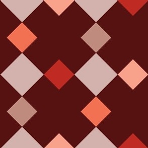 C006 -Large scale soft grey, terracotta brown and maroon purple mosaic geometric shapes for wallpaper, duvet covers, sheet sets, tablecloths and unisex children's apparel, patchwork and quilting