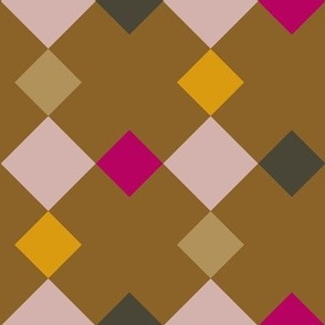 C006 -Large scale ochre mustard, golden yellow and hot pink mosaic geometric shapes for wallpaper, duvet covers, sheet sets, tablecloths and kids apparel, patchwork and quilting