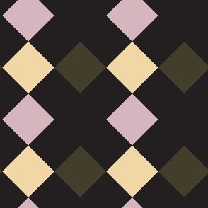 C006 -Large scale pale lavender mauve, pastel yellow, dark charcoal  mosaic geometric shapes for wallpaper, duvet covers, sheet sets, tablecloths and unisex children's apparel, patchwork and quilting