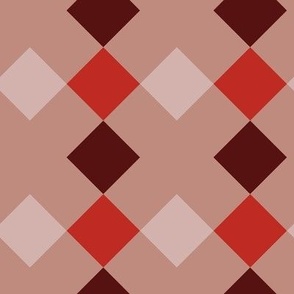 C006 -Large scale nude blush, orange and maroon brown mosaic geometric shapes for wallpaper, duvet covers, sheet sets, tablecloths and unisex children's apparel, patchwork and quilting