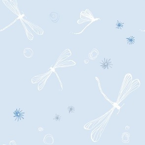 dragonflies on light blue with texture - playroom