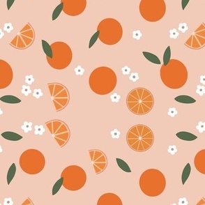 Orange Citrus with Flowers