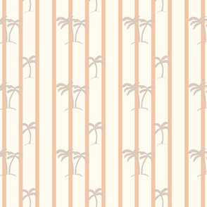 Hawaiian- Peach tan palms-stripe Medium Scale-blue