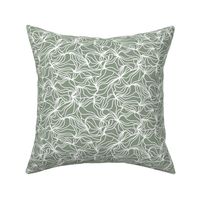 Cool Sage and White Organic Lines - Abstract Botanical Hand Drawn Flowing Frilled Lines - Small