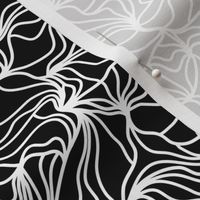 Black and White Organic Lines - Abstract Botanical Hand Drawn Flowing Frilled Lines - Small