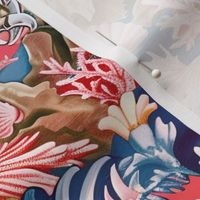 Nautical chinoiserie in blue and coral