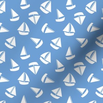 3.5 x 3.8 Sailboats tossed on blue