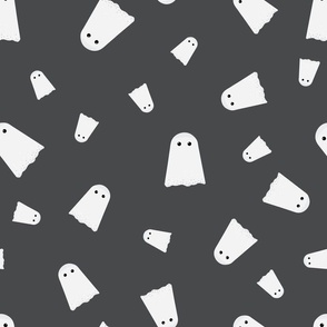 Midi – Cute Halloween Ghostly Ghost – Boo! – Tossed Blender – Charcoal Gray & White