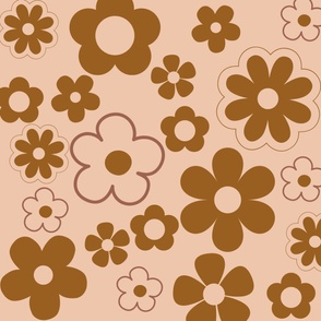 Brown Autumn Retro Y2K Hippie Flower Pattern