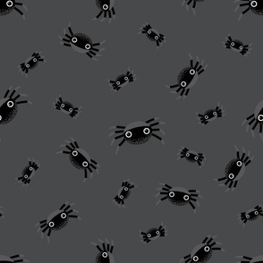 Midi – Cute Halloween Spiders – Tossed Blender – Charcoal Gray & Black