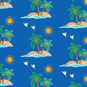 (M)beach sunset with palm trees-dark blue