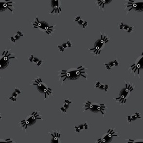 Mini – Cute Halloween Spiders – Tossed Blender – Charcoal Gray & Black