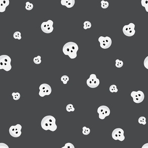 Midi – Cute Halloween Ghostly Skulls – Tossed Blender – Charcoal Gray & White