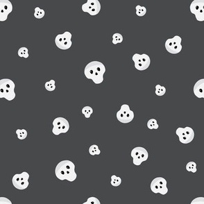 Mini – Cute Halloween Ghostly Skulls – Tossed Blender – Charcoal Gray & White