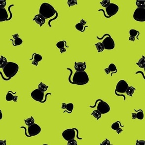 Mini – Cute Halloween Black Cats and Witch’s Cat – Tossed Blender – Black & Lime Green