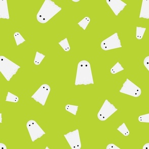 Midi – Cute Halloween Ghostly Ghosts – Boo! – Tossed Blender – Lime Green & White