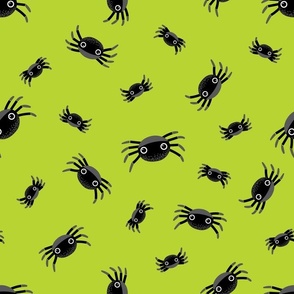 Midi – Cute Halloween Spiders – Tossed Blender – Lime Green & Black