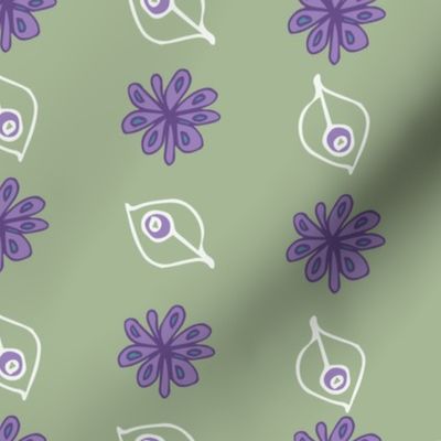 Flower and Leaf Stripes | Mystic Grape Purple