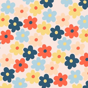 Colorful Retro Hippie Flower Pattern