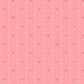 Poppy Fields -My Heart on the Line - Marshmallow Pink with Passion Pink Hearts - Small