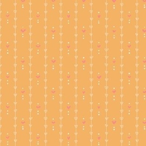 Poppy Fields -My Heart on the Line - Mustard with Pink Hearts - Small