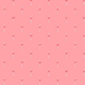 Poppy Fields -Hearts and Dots - Marshmallow Pink with Passion Pink Hearts - Small