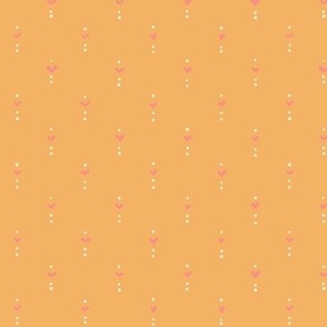 Poppy Fields -  Hearts and Dots - Mustard with Pink Hearts - Small