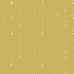 Poppy Fields - Heart and Dots - Sage Green with Pink Hearts - Small