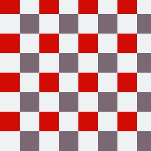 Gingham - Gray and Red / Red and Gray Checkers on White Background / Red and Gray Gingham on White Background
