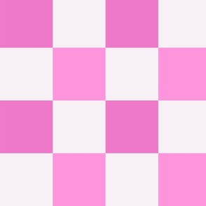 Pink and White Gingham Checkers - Large Scale / Persian Pink (hex ED79C8) and Innocent White (Hex F7F1F5).