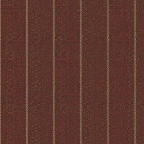 Medium Coordinating heritage pinstripes in cream on russet brown background with faux woven texture