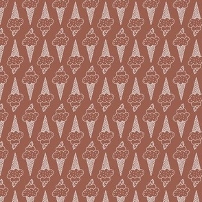 574 - small scale ivory cream and rust brown Ice Cream cones for summertime in warm mid brown and off white_ for kids aparel_ children's bed linen and decor-16-16