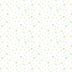 Colorful Pale Pink Green Ditsy Polka Dots on White