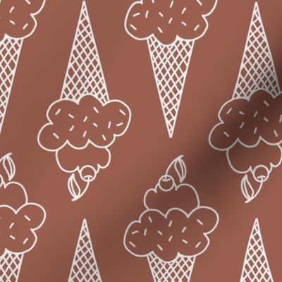 574 -  large scale Ice Cream cones for summertime in warm mid brown and off white_ for kids apparel_ children's bed linen and decor