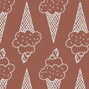 574 -  large scale Ice Cream cones for summertime in warm mid brown and off white_ for kids apparel_ children's bed linen and decor