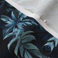 Blue Palm Tree Leaf Patterns: Tranquil Tropical Vibes for Your Space