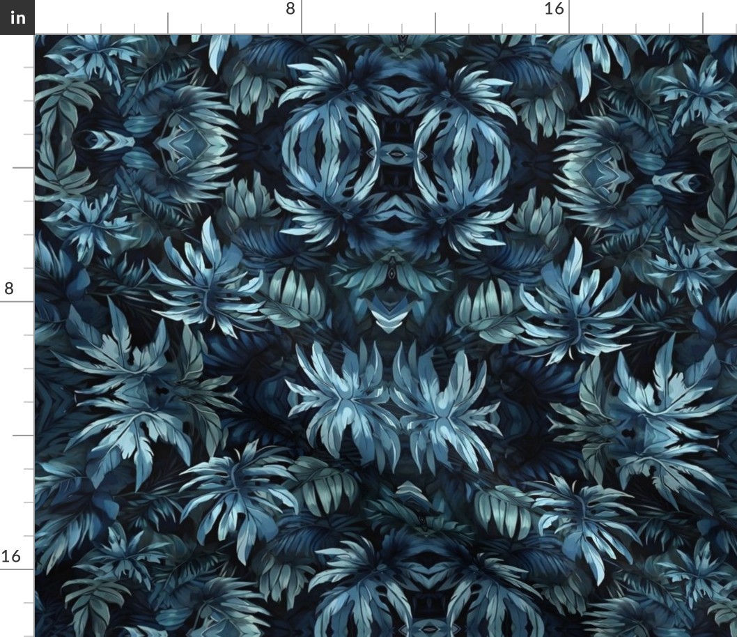 Blue Palm Tree Leaf Patterns: Tranquil Tropical Vibes for Your Space