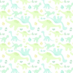 Cute Green Dinosaur Tumble Pattern