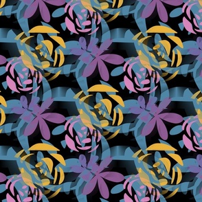 Tangled Blue and Yellow Rose pattern