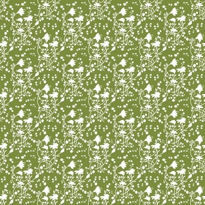 Silhouette Floral Pattern on Green