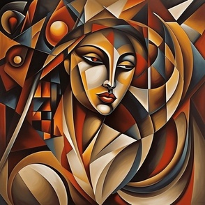 18" Sad Lonely Woman: An Abstract Portrayal | Abstract Art | Cubism | Bohemian