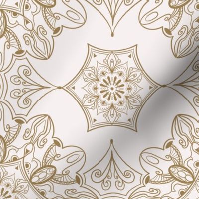 Elegant golden Mandala on light rose white