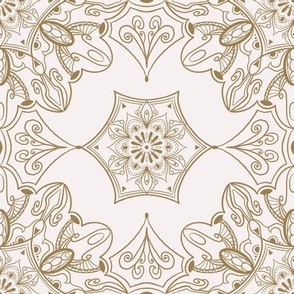 Elegant golden Mandala on light rose white