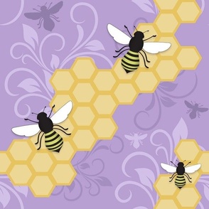 Purple Honeycomb Bee Pattern - Large Scale